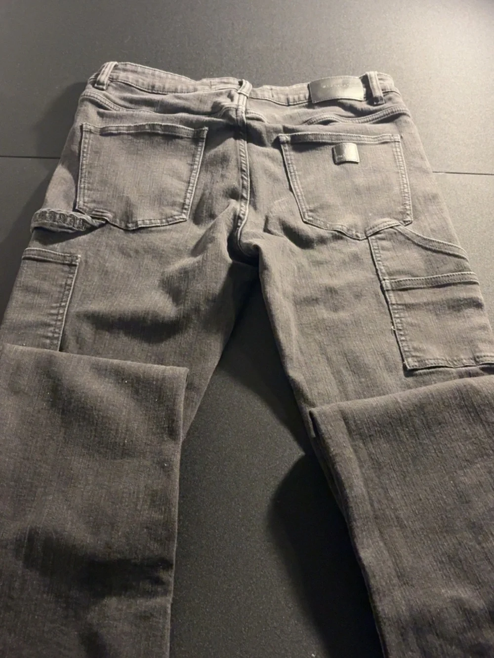 Valabasas Men's Charcoal Grey Stacked Carpenter Jeans - Size 36